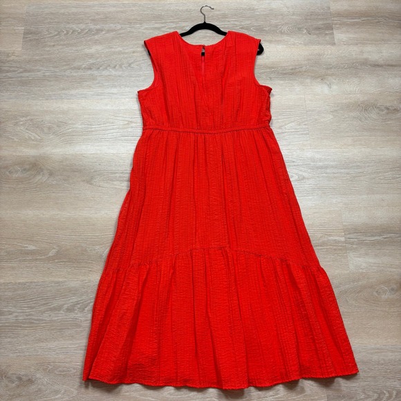 Nine West Sleeveless Gauze Maxi Dress Women's XXL Color Orange/Red - Picture 7 of 8
